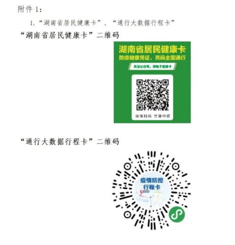 “湖南省居民健康卡”和“通行大数据行程卡”二维码
